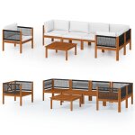 Vidaxl salon de jardin 7 pcs avec coussins cr�me bois d'acacia solide