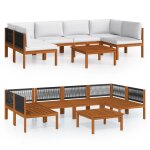 Vidaxl salon de jardin 7 pcs avec coussins cr�me bois d'acacia solide