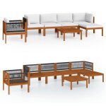 Vidaxl salon de jardin 7 pcs avec coussins cr�me bois d'acacia solide