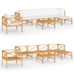 Vidaxl salon de jardin 7 pcs avec coussins crème bois de teck solide Vidaxl salon de jardin 7 pcs avec coussins crème bois de teck solide