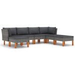 Vidaxl salon de jardin 7 pcs avec coussins r�sine tress�e gris