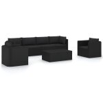 Vidaxl salon de jardin 7 pcs avec coussins rsine tresse noir