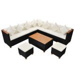 Vidaxl salon de jardin 7 pcs avec coussins rsine tresse noir