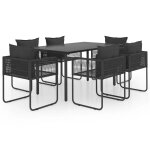 Vidaxl salon de jardin 7 pcs pvc rsine tresse noir
