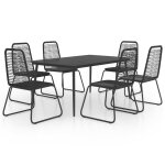 Vidaxl salon de jardin 7 pcs rotin pvc noir