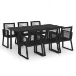 Vidaxl salon de jardin 7 pcs rotin pvc noir