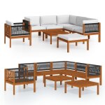 Vidaxl salon de jardin 8 pcs avec coussins cr�me bois d'acacia solide