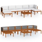 Vidaxl salon de jardin 8 pcs avec coussins cr�me bois d'acacia solide