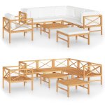 Vidaxl salon de jardin 8 pcs avec coussins crème bois de teck solide Vidaxl salon de jardin 8 pcs avec coussins crème bois de teck solide