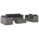 Vidaxl salon de jardin 8 pcs avec coussins rsine tresse gris