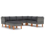 Vidaxl salon de jardin 8 pcs avec coussins rsine tresse gris