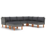 Vidaxl salon de jardin 8 pcs avec coussins r�sine tress�e gris