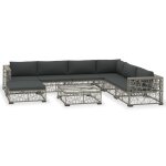 Vidaxl salon de jardin 8 pcs avec coussins r�sine tress�e gris
