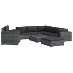 Vidaxl salon de jardin 8 pcs avec coussins rsine tresse gris