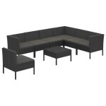 Vidaxl salon de jardin 8 pcs avec coussins r�sine tress�e noir