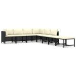 Vidaxl salon de jardin 8 pcs avec coussins r�sine tress�e noir