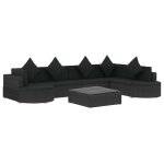 Vidaxl salon de jardin 8 pcs avec coussins rsine tresse noir