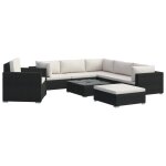 Vidaxl salon de jardin 8 pcs avec coussins rsine tresse noir