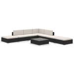 Vidaxl salon de jardin 8 pcs avec coussins r�sine tress�e noir