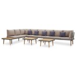 Vidaxl salon de jardin 8 places avec coussins bois d'acacia solide