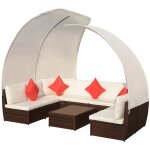 Vidaxl salon de jardin 9 pcs avec auvents rsine tresse marron