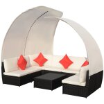 Vidaxl salon de jardin 9 pcs avec auvents rsine tresse noir