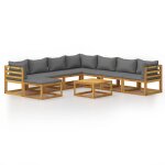 Vidaxl salon de jardin 9 pcs avec coussin bois d'acacia solide