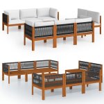 Vidaxl salon de jardin 9 pcs avec coussins cr�me bois d'acacia solide