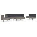 Vidaxl salon de jardin 9 pcs avec coussins rsine tresse gris