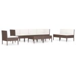 Vidaxl salon de jardin 9 pcs avec coussins rsine tresse marron