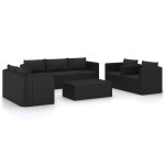 Vidaxl salon de jardin 9 pcs avec coussins rsine tresse noir