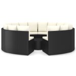 Vidaxl salon de jardin 9 pcs avec coussins rsine tresse noir
