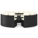 Vidaxl salon de jardin 9 pcs avec coussins r�sine tress�e noir