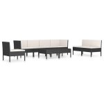 Vidaxl salon de jardin 9 pcs avec coussins rsine tresse noir
