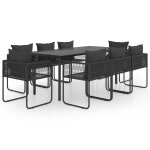 Vidaxl salon de jardin 9 pcs pvc rsine tresse noir