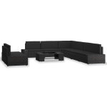 Vidaxl salon de jardin 9 pcs rsine tresse noir