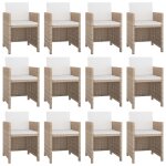 Vidaxl salon de jardin avec coussins 13 pcs rsine tresse beige