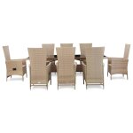 Vidaxl salon de jardin avec coussins 9 pcs rsine tresse beige