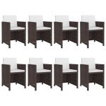 Vidaxl salon de jardin avec coussins 9 pcs rsine tresse marron