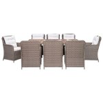 Vidaxl salon de jardin avec coussins 9 pcs rsine tresse marron