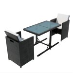 Vidaxl salon de jardin encastrable 3pcs et coussin rsine tresse noir