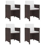 Vidaxl salon de jardin encastrable 5 pcs avec coussins rotin marron