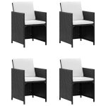 Vidaxl salon de jardin encastrable 5 pcs et coussins rotin noir