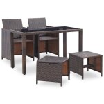 Vidaxl salon de jardin encastrable et coussins 5 pcs rotin marron