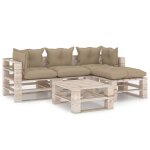Vidaxl salon de jardin palette 5 pcs avec coussins bois de pin