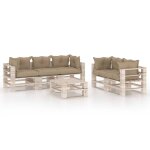 Vidaxl salon de jardin palette 6 pcs avec coussins bois de pin
