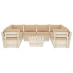 Vidaxl salon de jardin palette 9 pcs avec coussins �pic�a impr�gn�