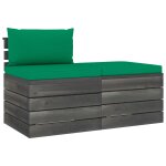Vidaxl salon palette de jardin 2 pcs avec coussins bois de pin massif