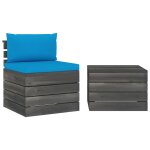 Vidaxl salon palette de jardin 2 pcs avec coussins bois de pin massif