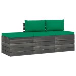 Vidaxl salon palette de jardin 3 pcs avec coussins bois de pin massif